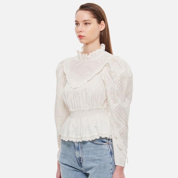 NWT Sea New York Vienne Ruffled Broderie Anglaise Cotton Blouse 12 - Picture 1 of 12